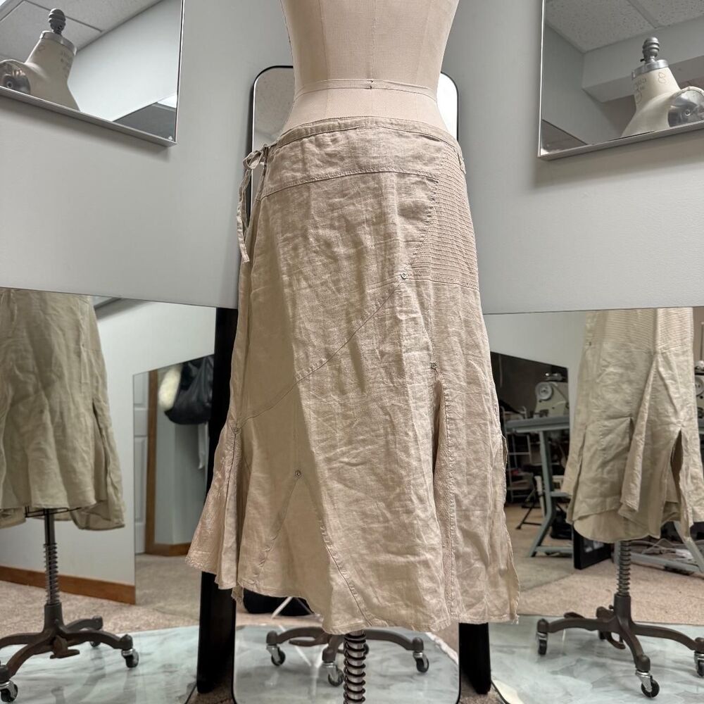 Tan Asymmetrical Patchwork Handkerchief Skirt - image 3